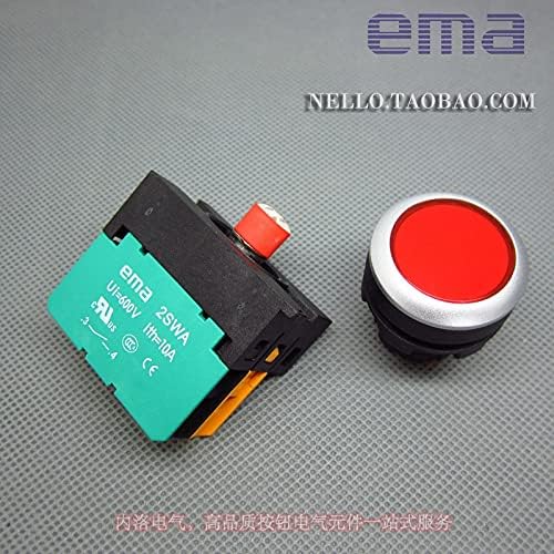 [SA] EMA מוארת לחצן 22 ממ E2P1 * .M הגדרת עצמית LED AC110 / 220V 1NO או 1NC-10PCS / LOT-